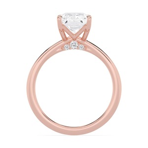Bague de fiançailles classique solitaire en or rose 10K avec diamant de laboratoire radiant et rond de 2,08 carats, bijou de mariée de prestige - Product Image 1
