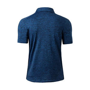Men's <b>Blue</b> Short Sleeve <b>Polo</b> <b>Shirt</b> Knitted Breathable Solid Color Regular Fit Button Design Casual Style - Product Image 3