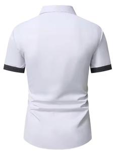 Nouveau T-shirt d'été pour homme à col rond et manches courtes en tissu gaufré - Blanc 4XL - Product Image 2