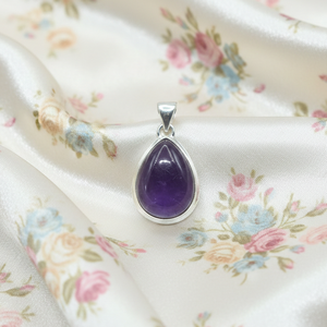 Pendentif en améthyste violette naturelle en forme de goutte, en argent sterling 925 plaqué or rose et or jaune, fait main, bijou de guérison pour elle - Product Image 5
