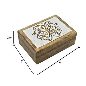Boîte de rangement en bois Aaliyan Impex économique pour bijoux, montres, pièces de monnaie, petits objets personnels, style rustique vintage fait main - Product Image 4