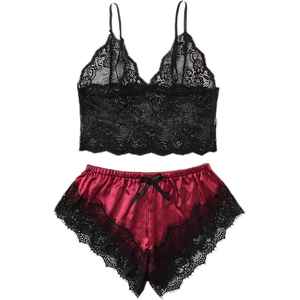Women's Plus Size Winter 100% Silk Satin Robe Set with <b>Lace</b> Bralette and <b>Elastic</b> Waist Shorts-Breathable & Quick Dry Nightwear - Product Image 2