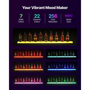 Espositore per Whisky a 1 Livello da 60 Pollici con Illuminazione LED, Supporto USB, Scaffale per Bar Domestico con Telecomando RF, Espositore Illuminato per Bottiglie di Liquori e Vino - Product Image 3