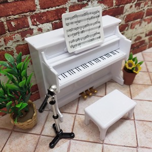 Mini Piano de Juguete de Plástico Blanco con Banco, Instrumento Musical Portátil, Decoración DIY para Mayores de 14 Años - Product Image 2