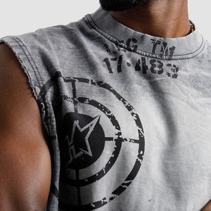 Vintage Acid Wash Sleeveless T Shirt Custom Screen Print Cropped Washed Summer Tank Tops Breathable Lightweight <b>No</b> Sleeve Jersey - Product Image 3