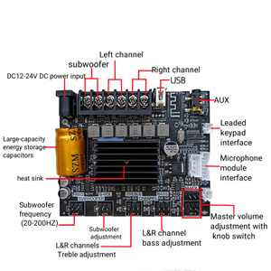 مضخم صوت منزلي عالي الطاقة ، 50 واط + 50 واط + واط ، متعدد المدخلات (بلوتوث/AUX/USB) - Product Image 4