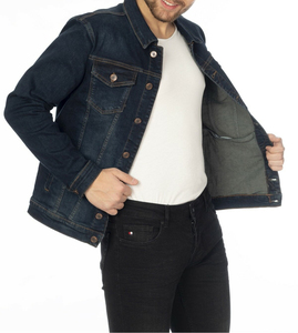Veste en jean vintage unie pour homme, bleu délavé, coupe ajustée, décontractée, durable, style streetwear, OEM ODM, vente en gros - Product Image 3