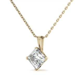 Elegante colgante solitario de oro de 18k con diamante cultivado en laboratorio, diseño de princesa y detalles en forma de espiral, para mujeres y niñas. - Product Image 3