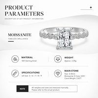 Superbes bagues d'éternité et de mariage en argent S925 avec diamant simulé Moissanite 2 carats D VVS1, bijoux raffinés