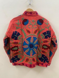 Chaqueta Bohemia con Cuello Mandarín y Bordado Floral para Mujer, Chaqueta Corta de Algodón, Ropa Exterior Informal de Primavera, Manga Tres Cuartos - Product Image 2