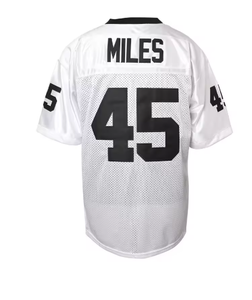 Miles 45 <b>White</b> American Football Jersey Mens Mesh Breathable Short Sleeve Crew Neck Sport Apparel Regular Fit - Product Image 2
