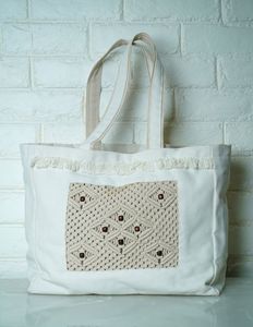 Sac fourre-tout en coton blanc avec poignées en cuir, fermeture éclair, couleur unie, style bohème, sac à bandoulière pour femme, écologique, usage quotidien, toutes saisons - Product Image 4