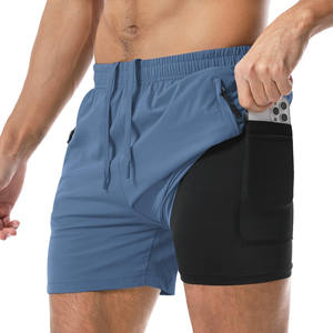 Shorts de algodón 100% de alta calidad para hombre, con lavado ácido, para gimnasio y uso diario, cintura elástica, diseños con logo personalizado. - Product Image 1