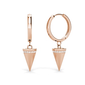 Spike Huggie Hoops Boucles <span class=keywords><strong>d</strong></span>'oreilles pendantes ornées de cristaux <span class=keywords><strong>Swarovski</strong></span> Bijoux de mode Hypoallergénique Daisini Accessoire en argent 925 - Product Image 4
