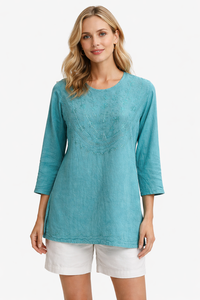 Haut en viscose brodé pour femme, vêtements de plage décontractés à manches courtes, fabricant - Product Image 4