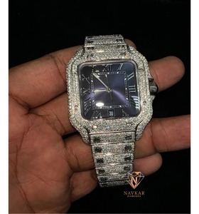 Montre de luxe pour homme en acier inoxydable rectangulaire avec cadran analogique en cristal de saphir et aiguilles lumineuses, fermoir pliant - Product Image 5