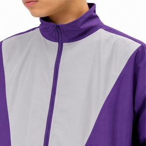 เสื้อแจ็คเก็ตวินด์เบรกเกอร์ผู้ชาย สีสันแบบคัลเลอร์บล็อก ดีไซน์เปลือกนอกน้ำหนักเบา สไตล์สปอร์ตเรโทร ซิปยาวเต็มตัว แต่งแผงตัดกัน - Product Image 4