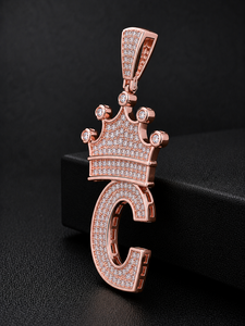 Custom Letter C Hip Hop <b>Crown</b> Pendant 925 Sterling <b>Silver</b> Moissanite Iced Men's Statement Streetwear Jewelry Luxury Gift - Product Image 4