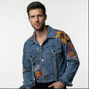 แจ็กเก็ตยีนส์ปักลายดอกไม้สำหรับผู้หญิงแจ็กเก็ตยีนส์ปักลายดอกไม้สำหรับฤดูหนาวออกแบบได้ตามต้องการ - Product Image 1