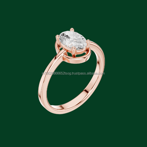 Joyas de prueba de vino Anillo de compromiso de 10K con diamante de moissanita brillante redondo - Product Image 1