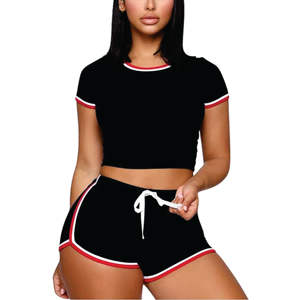 Conjunto de camiseta y pantalones cortos de verano para mujer, talla grande, transpirable, anti-pilling, algodón puro, top y pantalones cortos de punto por encima de la rodilla. - Product Image 6