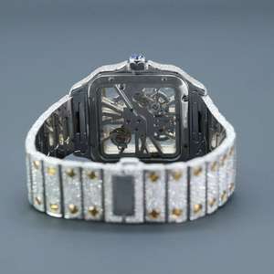 Stylish <b>Skeleton</b> Mens <b>Watch</b> Round Cut Moissanite Diamond Party Wear <b>Watch</b> Exclusive Designer <b>Watch</b> for Men's - Product Image 3