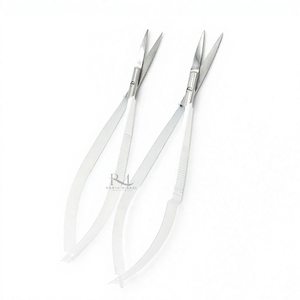 Silver Blade White Powder Coated New Brow Scissors Stainless Steel Spring Scissors Beauty <b>Tools</b> Sustainable - Product Image 5