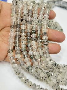 ลูกปัดพลอยธรรมชาติ เกรด AAA ควอตซ์รูทิเลตสีเขียวธรรมชาติ ลูกปัดทรงรอนเดลเหลี่ยมเพชรพลอย ขนาด 8 มม. ความยาว 8 นิ้ว - Product Image 4