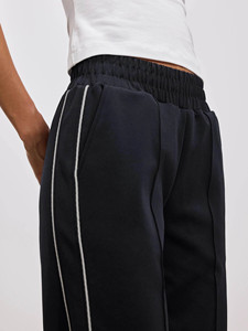 Custom Black Women's Piping <b>Track</b> <b>Jacket</b> & Pant 2 Pieces Women's Tracksuits Cotton Blend Breathable Streetwear Women Sweat Suit - Product Image 6