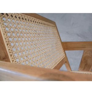Cadeira de jantar em madeira maciça de teca com assento em rattan, estilo <b>mid</b>-<b>century</b> mobiliário para restaurantes, hotéis - Product Image 3