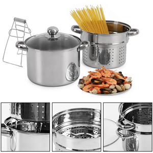 Casserole vapeur professionnelle avec une construction durable en acier inoxydable, couvercle en verre trempé, cuisson multi-usages - Product Image 4