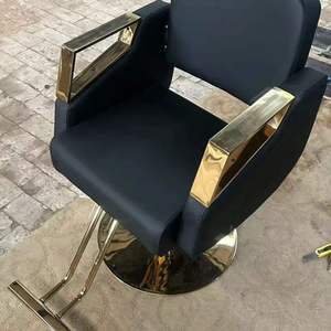 Sillón de Barbería, Silla de Estilismo para Salón, Cuero Sintético, Altura Ajustable, Bomba Hidráulica, Base Redonda, Diseño Contemporáneo - Product Image 5