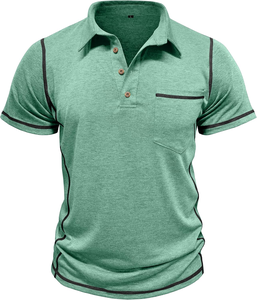 Polo Básico para Hombre, de Algodón, con Botones, Casual, Liso, con Bolsillo, Ligero, para Golf, de Manga Corta, Clásico, de Punto - Product Image 4