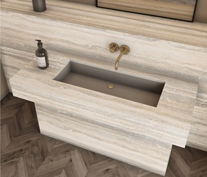 Losas de Porcelana Pulida Travertino Lakeshore, Superficies con Efecto Mármol Elegantes para Interiores de Lujo - Product Image 3