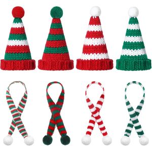 Set di 8 Nastri Natalizi con Cappello e Sciarpa di Babbo Natale, Decorazioni per Bottiglie di Vino Invernali, Ornamenti Natalizi, Piccole Decorazioni Lavorate a Maglia - Product Image 1