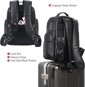 Wholesale Leather Backpack Bag Pack with Laptop Compartment Travel School Work <b>Rucksack</b> Custom Logo OEM Leather Bag - Product Image 2