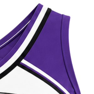 Haut court sans manches pour femme, col en V, violet, blanc, noir, pour cheerleading, performance athlétique, uniforme d'équipe, compétition sportive - Product Image 3