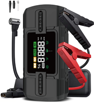 Démarreur de voiture multifonction JSQS-12000 12 000 mAh avec sortie USB-C, anti-étincelles et lumière LED pour moto/voiture 12V