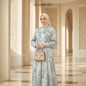 Shouqin Alayla - Elegante Vestido Largo Musulmán de Satén de Seda con Botones Delanteros para Mujer, Manga Larga, Abaya Modesta, Tallas Grandes XS-XXL - Product Image 1