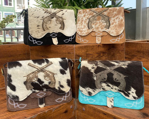 Nouvelle mode femmes Turquoise daim cuir botte point sacs à bandoulière pour femmes cheveux occidentaux sur peau de vache Laser sacs à main en relief - Product Image 3