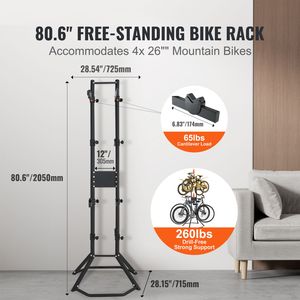 Support de rangement vertical pour 4 vélos, entièrement réglable, en acier robuste, pour vélos de route, installation facile à domicile - Product Image 2