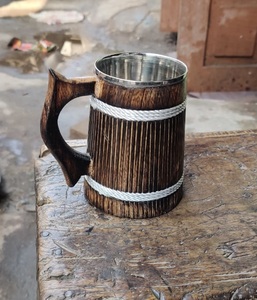 Eco-Friendly Polished Wooden Viking <b>Mug</b> with Hand Carved Engraving and Animal Design-Valentine's Day & Halloween Gift - Product Image 3