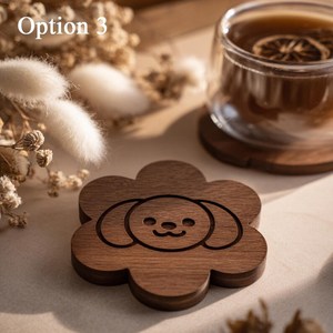 Posavasos de madera con forma de flor y diseño de medusa, estilo Wabi Sabi, posavasos ecológicos cuadrados de madera para té de UO - Product Image 4