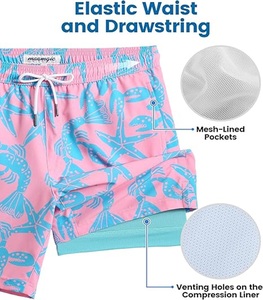 Shorts de bain pour hommes de haute qualité, à taille élastique avec cordon de serrage, séchage rapide, coupe classique, couleur personnalisée, imprimé sur toute la surface - Product Image 2