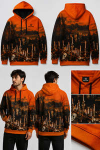 OEM Halloween <b>Orange</b> Hoodie Custom Logo Cotton <b>Fleece</b> Hoodie Streetwear Bulk Supplier - Product Image 5
