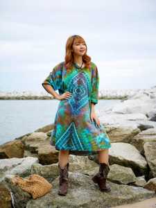 Women's Plus Size Straight Maxi Casual Dress Tie-Dye <b>Kaftan</b> Swimwear Cover <b>Summer</b> Beach Boho Abaya Natural Slit Design Tassel - Product Image 3