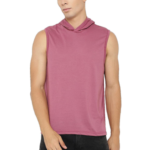 <b>Men's</b> <b>Sleeveless</b> Hooded Solid Color Knitted Casual <b>Hoodie</b> Regular Fit Pocket Design Autumn Wear <b>Hoodie</b> Available <b>For</b> Online Sale - Product Image 4