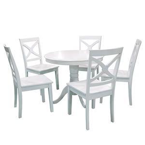 Ensemble de table à manger blanche moderne avec 5 chaises, bois de pin de haute qualité, design traditionnel, OEM ODM, meubles de salle à manger, origine Vietnam - Product Image 5