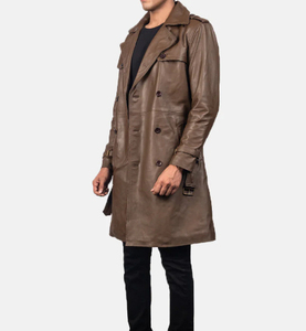 <b>Men's</b> High Quality Leather <b>Long</b> <b>Coat</b> with Button Decoration Stylish Year-Round Wear for Comfort for Winter - Product Image 6