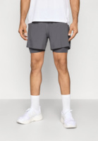 Shorts de course pour homme gris uni, double couche, écologiques, respirants, séchage rapide, taille élastique, style sportif, longueur courte